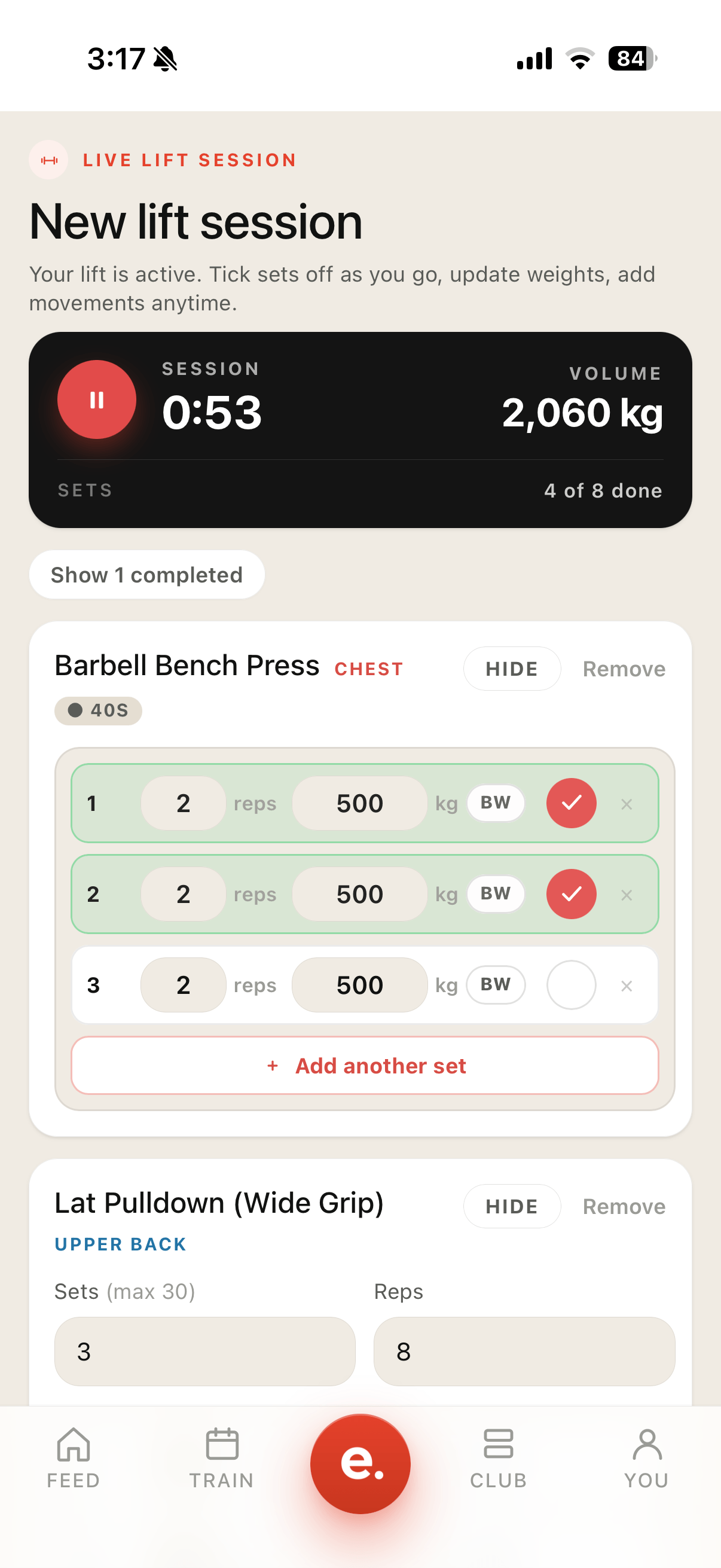 Track every set, live.